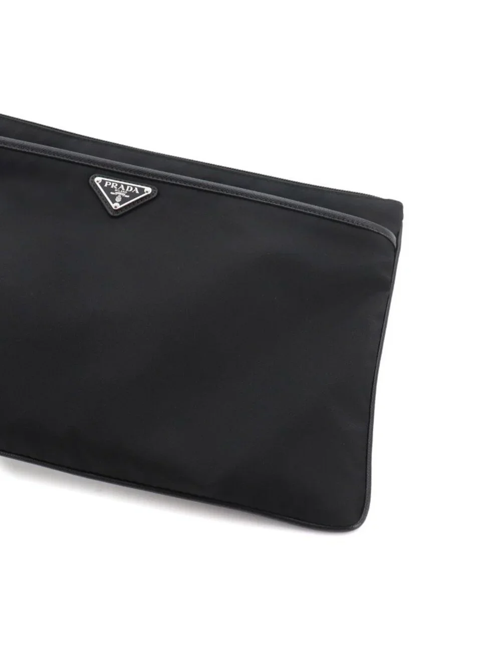 Prada Clutch Nylon Saffiano Leather Black